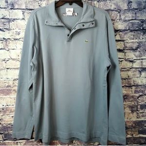 Lacoste 1/4 Zip Long Sleeve Heavyweight Cotton Pullover Storm Gray Size 5 L
